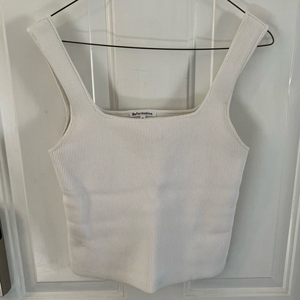 Ivory Reformation Julia Ribbed Sweater Tank MEDIUM